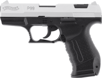 Walther P99 Bicolor 9 mm P.A.K., Schlitten mit Nickel-Finish