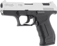Walther P99 Bicolor 9 mm P.A.K., Schlitten mit Nickel-Finish