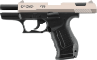 Walther P99 Bicolor 9 mm P.A.K., Schlitten mit Nickel-Finish