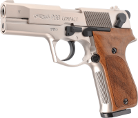 Walther P88 9 mm P.A.K., Nickel-Finish, Holzgriffschalen