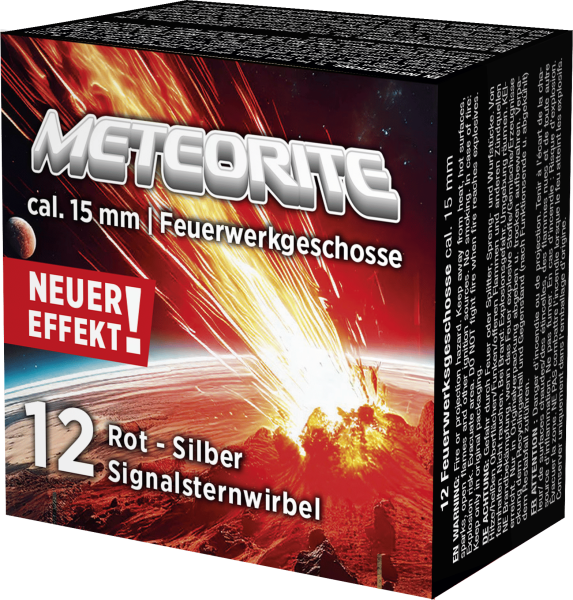 Umarex Signalsternwirbel Meteorite 15 mm, rot-silber, 12er Schachtel