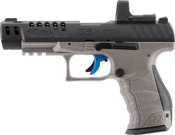 Walther Q5 Match Combo 5" Set 4,5 mm (.177) Diabolo, CO₂, < 3,0 J, Tungsten Gray