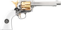 Colt SAA .45 - 5.5" Smoke Wagon 4,5 mm (.177) Diabolo, CO₂, < 3,0 J, Polished Chrome-Finish/Gold