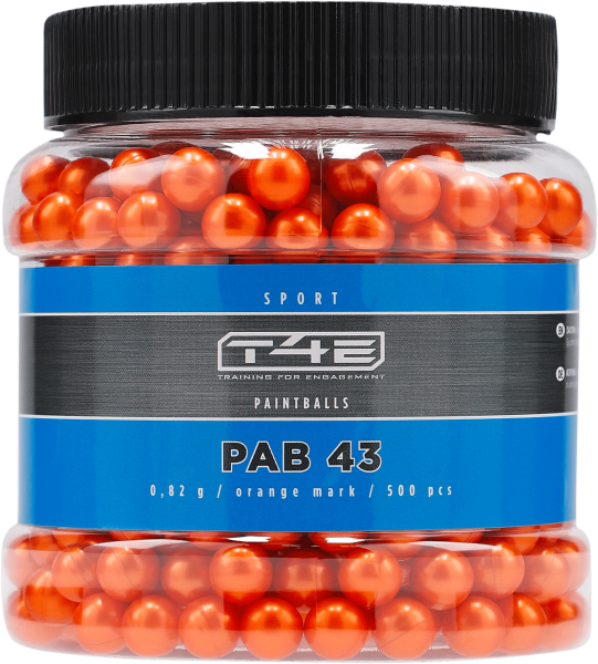 T4E Sport PAB 43 .43, 0,82 g, Orange Mark, 500 St., Beh&auml;lter