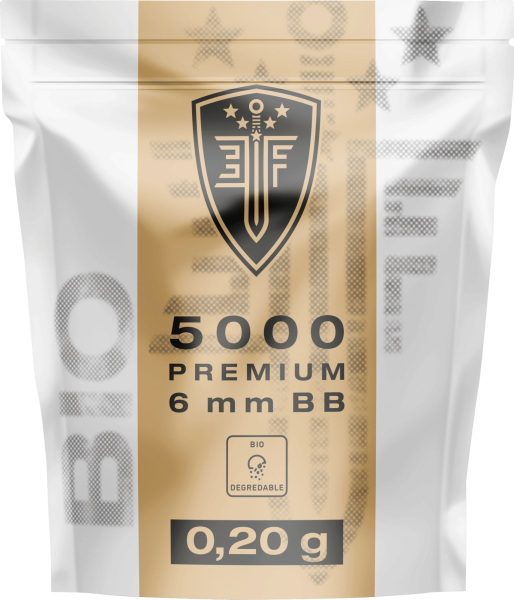 Elite Force Premium Bio BBs 6 mm, 0,20 g, wei&szlig;, 5.000 St., Zip-Beutel