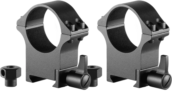 Hawke Professional Steel Ring Mount Weaver 30 mm High QD-Hebel & Mutter, Set (2 St.), Sattelh&ouml;he 17 mm