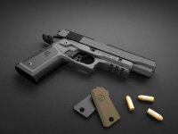 Recover Grip & Rail System f&uuml;r 1911 f&uuml;r Fullsize / Single Stack, Frame schwarz / Inlays schwarz und Desert Tan