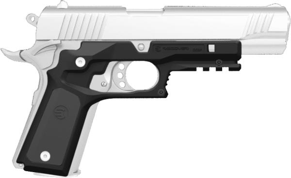 Recover Grip & Rail System f&uuml;r 1911 f&uuml;r Fullsize / Single Stack, Frame schwarz / Inlays schwarz und grau