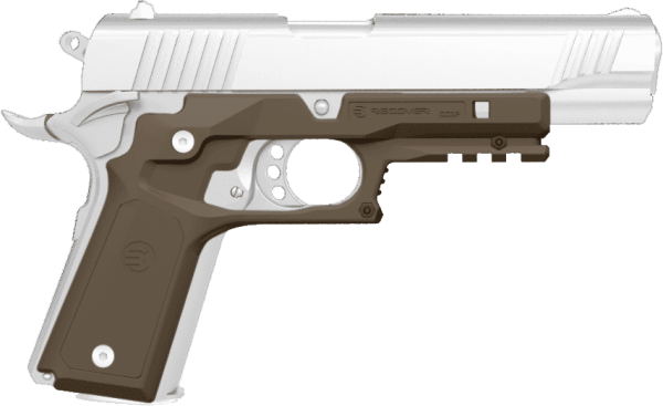 Recover Grip & Rail System f&uuml;r 1911 f&uuml;r Fullsize / Single Stack, Frame Desert Tan / Inlays schwarz und Desert Tan
