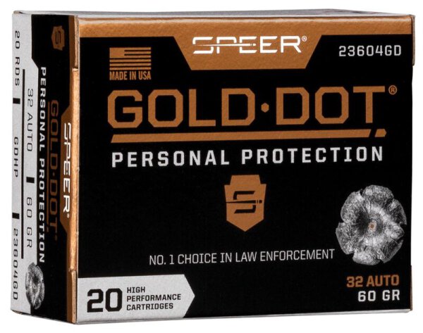 SPEER MUNITION .32 AUTO 60GR GDHP 20/200