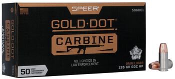 SPEER MUNITION 9MM LUGER 135GR GOLD DOT CARBINE HP 50/1000
