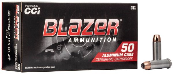 CCI MUNITION .38 SPECIAL+P 125GR BLAZER ALUMINIUM JHP 50/1000