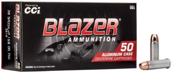 CCI MUNITION .38 SPECIAL+P 158GR BLAZER ALUMINIUM FMJ 50/1000