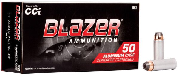 CCI MUNITION .44 REM MAG 240GR BLAZER ALUMINIUM JHP 50/1000
