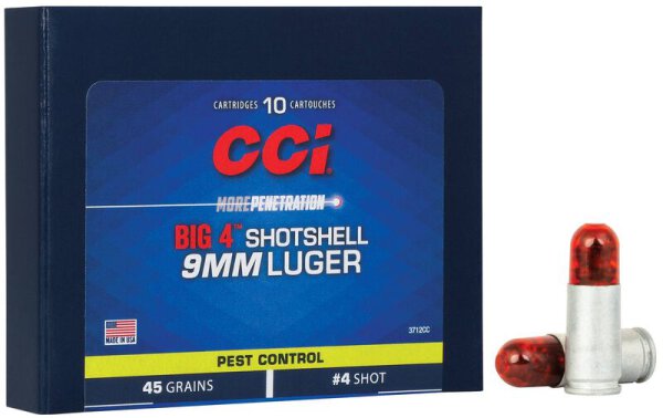 CCI MUNITION 9MM LUGER 45GR #4 BIG 4 SHOTSHELL 10/200
