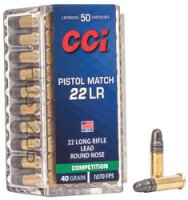 CCI MUNITION .22 LR 40GR PISTOL MATCH LRN 50/5000