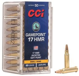 CCI MUNITION .17 HMR 20GR GAMEPOINT JSP 50/2000