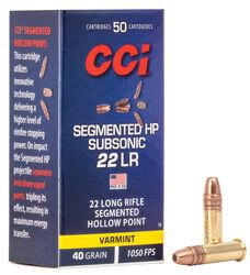 CCI MUNITION .22 LR SUB-SONIC SEGM.HP 40GR VERKUPFERT 50/5000