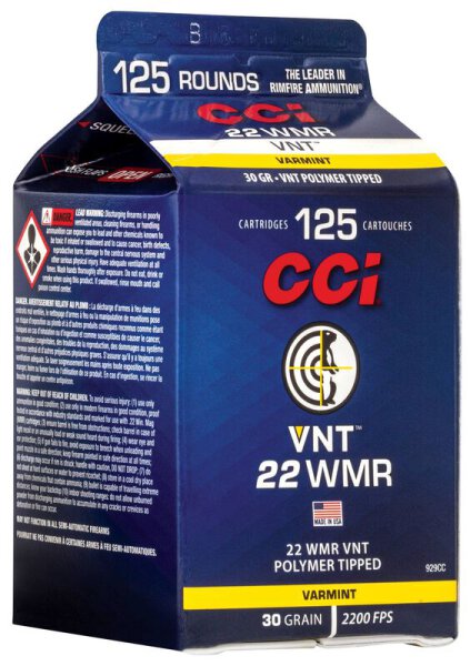 CCI MUNITION .22 WMR 30GR VNT 125/1250