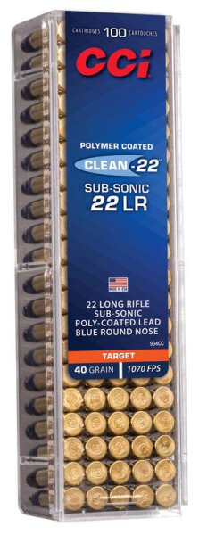 CCI MUNITION .22 LR 40GR CLEAN-22 BLAU LRN 100/5000