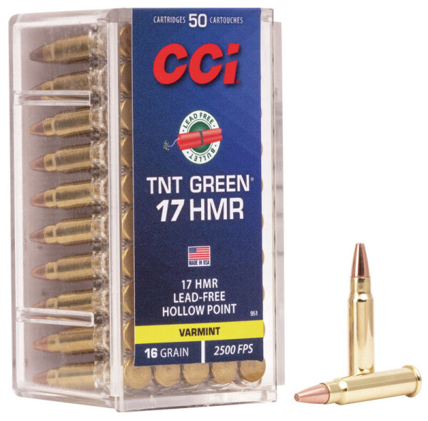 CCI MUNITION .17 HMR 16GR TNT GREEN HP 50/2000