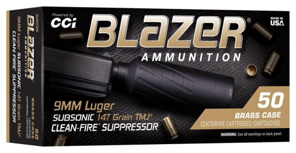 CCI MUNITION .45 AUTO 230GR TMJ BLAZER BRASS C-F SUPRRESSOR  50/1000
