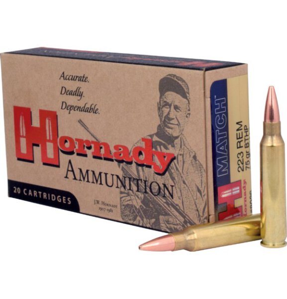 HORNADY MUNITION .223 REM 75GR BTHP MATCH 20/200
