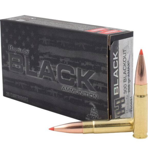 HORNADY MUNITION .300 AAC BLACKOUT 208GR A-MAX MATCH SUBSONIC BLACK 20/200