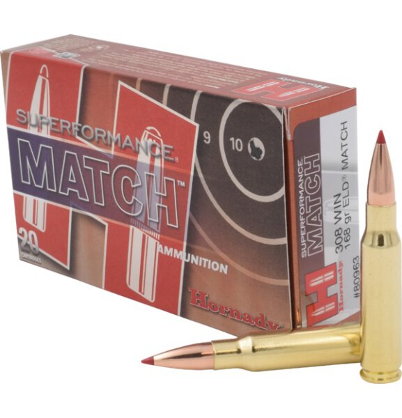 HORNADY MUNITION .308 WIN 168GR ELD MATCH SPF 20/200