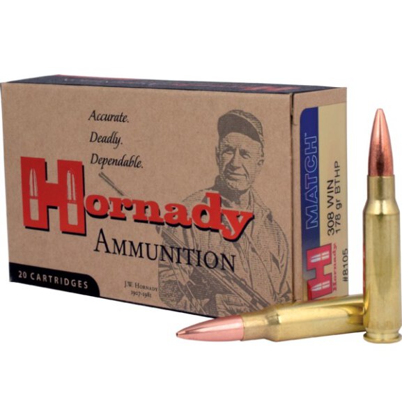 HORNADY MUNITION .308 WIN 178GR BTHP MATCH 20/200