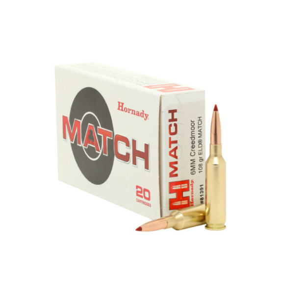 HORNADY MUNITION 6MM CREEDMOOR 108GR ELD MATCH 20/200