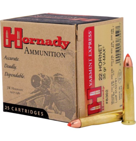 HORNADY MUNITION .22 HORNET 35GR V-MAX 25/250