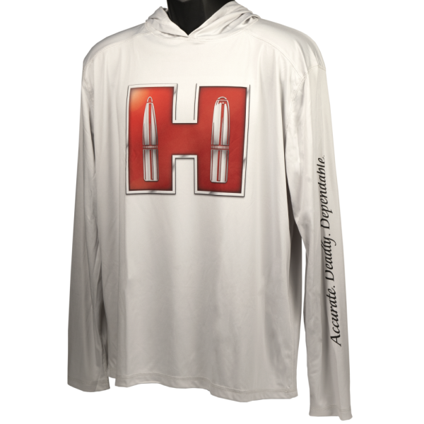 HORNADY KAPUZENSHIRT MIT UV-SCHUTZ 50+ WEI&Atilde;&Yuml;/ROT "H" AUF VORDERSEITE GR. M