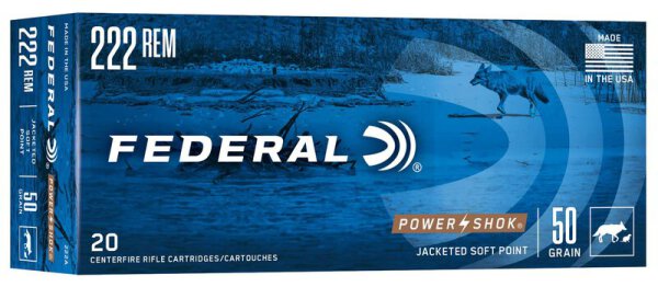 FEDERAL MUNITION .222 REM 50GR SP 20/200
