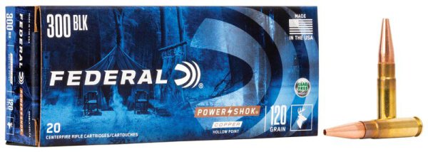 FEDERAL MUNITION .300 AAC BLACKOUT 120GR COPPER HP 20/200