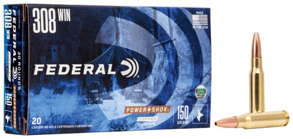 FEDERAL MUNITION .308 WIN 150GR COPPER HP 20/200