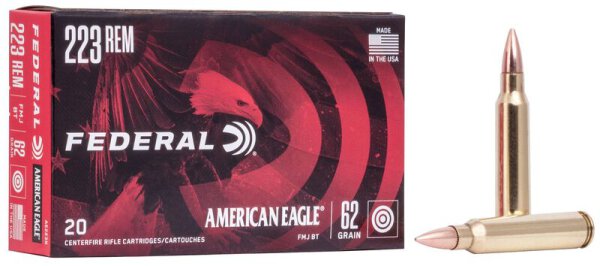 FEDERAL MUNITION .223 REM 62GR FMJ BT 20/500