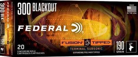 FEDERAL MUNITION .300 AAC BLACKOUT 190GR FUSION SUBSONIC EXPANDING 20/200