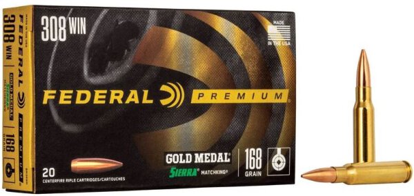 FEDERAL MUNITION .308 WIN 168GR SIERRA MATCHKING BTHP 20/200