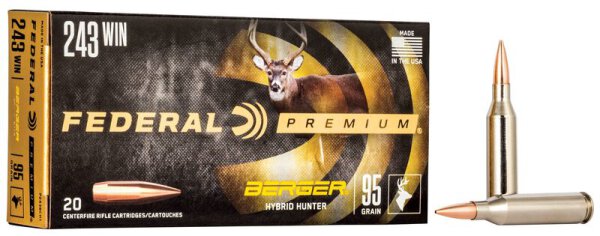 FEDERAL MUNITION .243 WIN 95GR BERGER HYBRID HUNTER 20/200