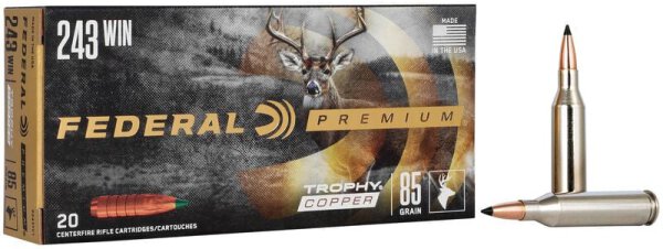 FEDERAL MUNITION .243 WIN 85GR TROPHY COPPER 20/200