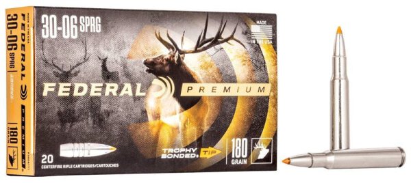 FEDERAL MUNITION .30-06 SPRG 180GR TROPHY BONDED TIP 20/200