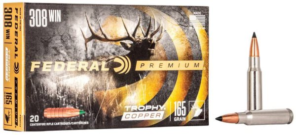 FEDERAL MUNITION .308 WIN 165GR TROPHY COPPER 20/200