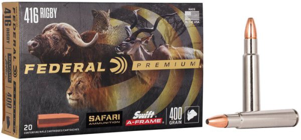 FEDERAL MUNITION .416 RIGBY 400GR SWIFT A-FRAME 20/200