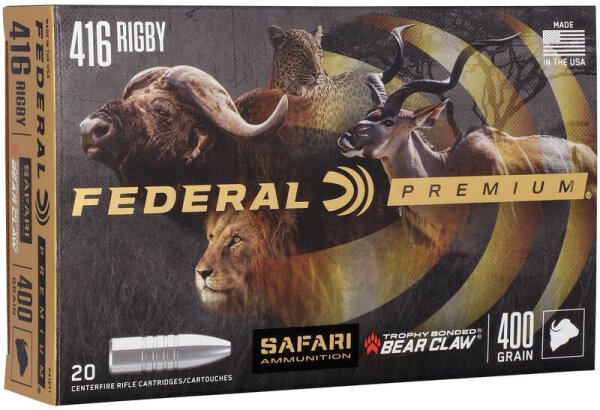 FEDERAL MUNITION .416 RIGBY 400GR TROPHY BONDED BEAR CLAW 20/200