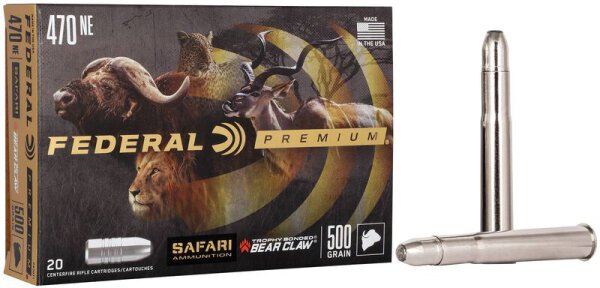FEDERAL MUNITION .470 NITRO EXPRESS 500GR TROPHY BONDED BEAR CLAW 20/200