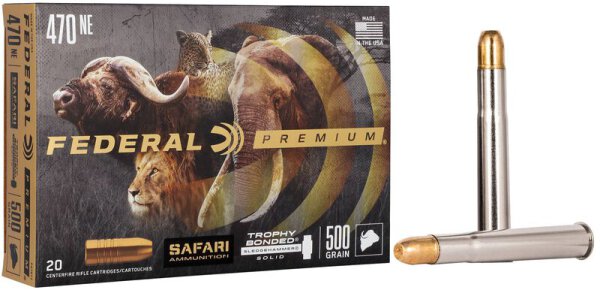 FEDERAL MUNITION .470 NITRO EXPRESS 500GR TROPHY BONDED SLEDGEHAMMER SOLID 20/200