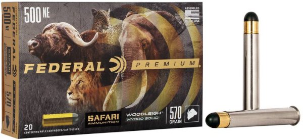 FEDERAL MUNITION .500 NITRO EXPRESS 3" 500GR WOODLEIGH HYDRO 20/200