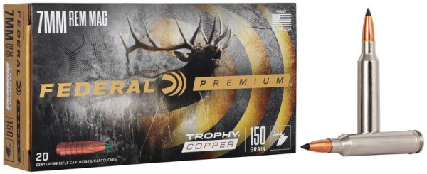 FEDERAL MUNITION 7MM REM MAG 150GR TROPHY COPPER 20/200