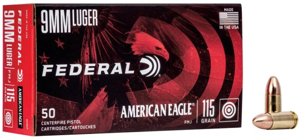 FEDERAL MUNITION 9MM LUGER 115GR FMJ 50/1000